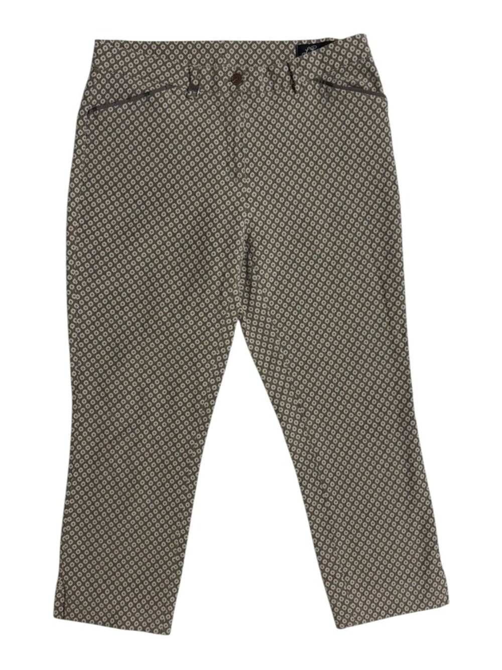 Lu Pu (L. Pucci) Vintage Sage Green & Floral Print Crop Pants (6)